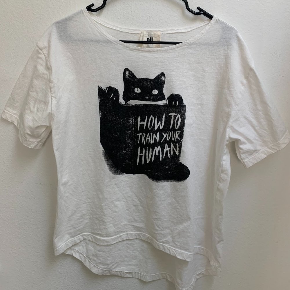 "How to Train Your Human" Black Cat Shirt